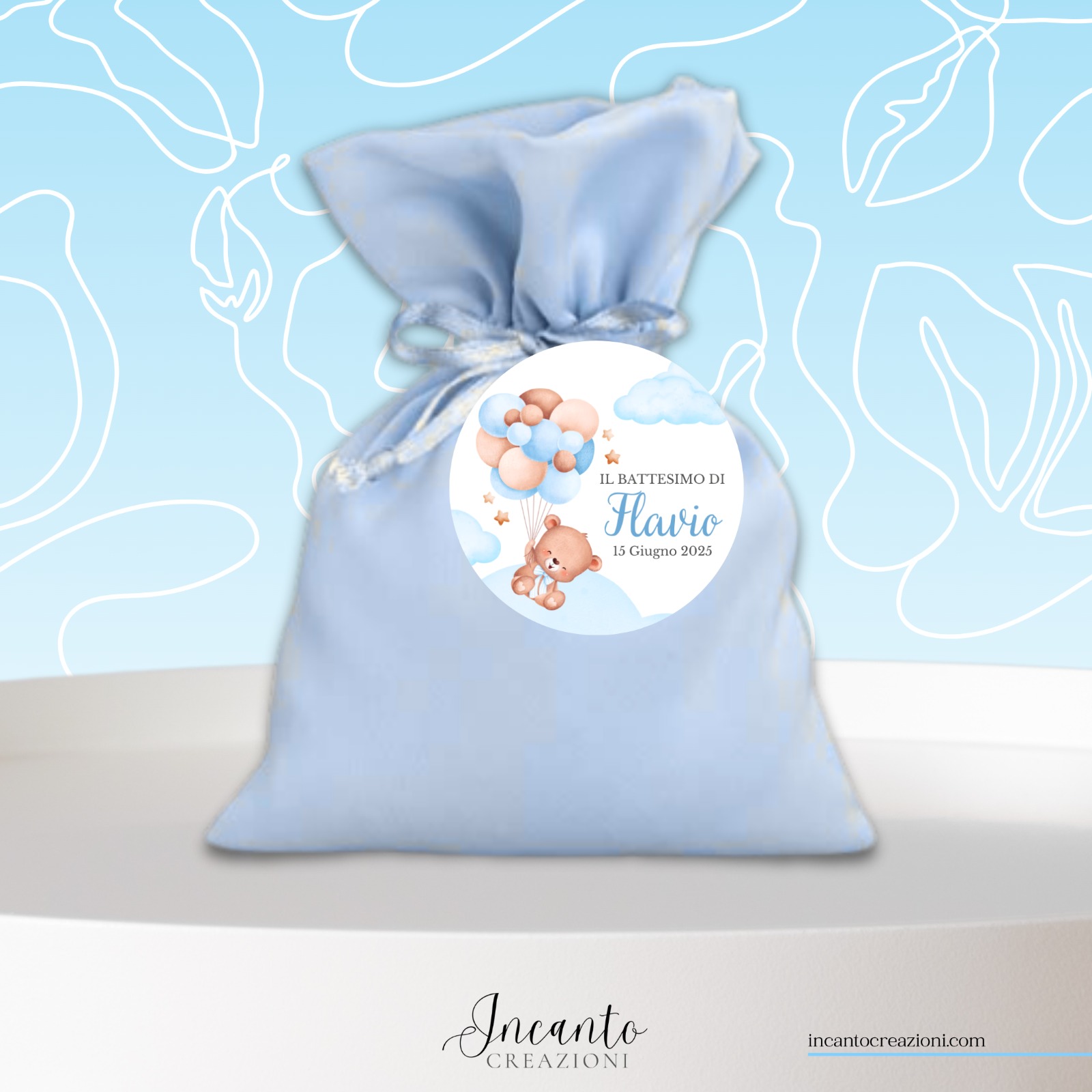 Set 15 Tag Cartoncino Battesimo 5x5 cm
