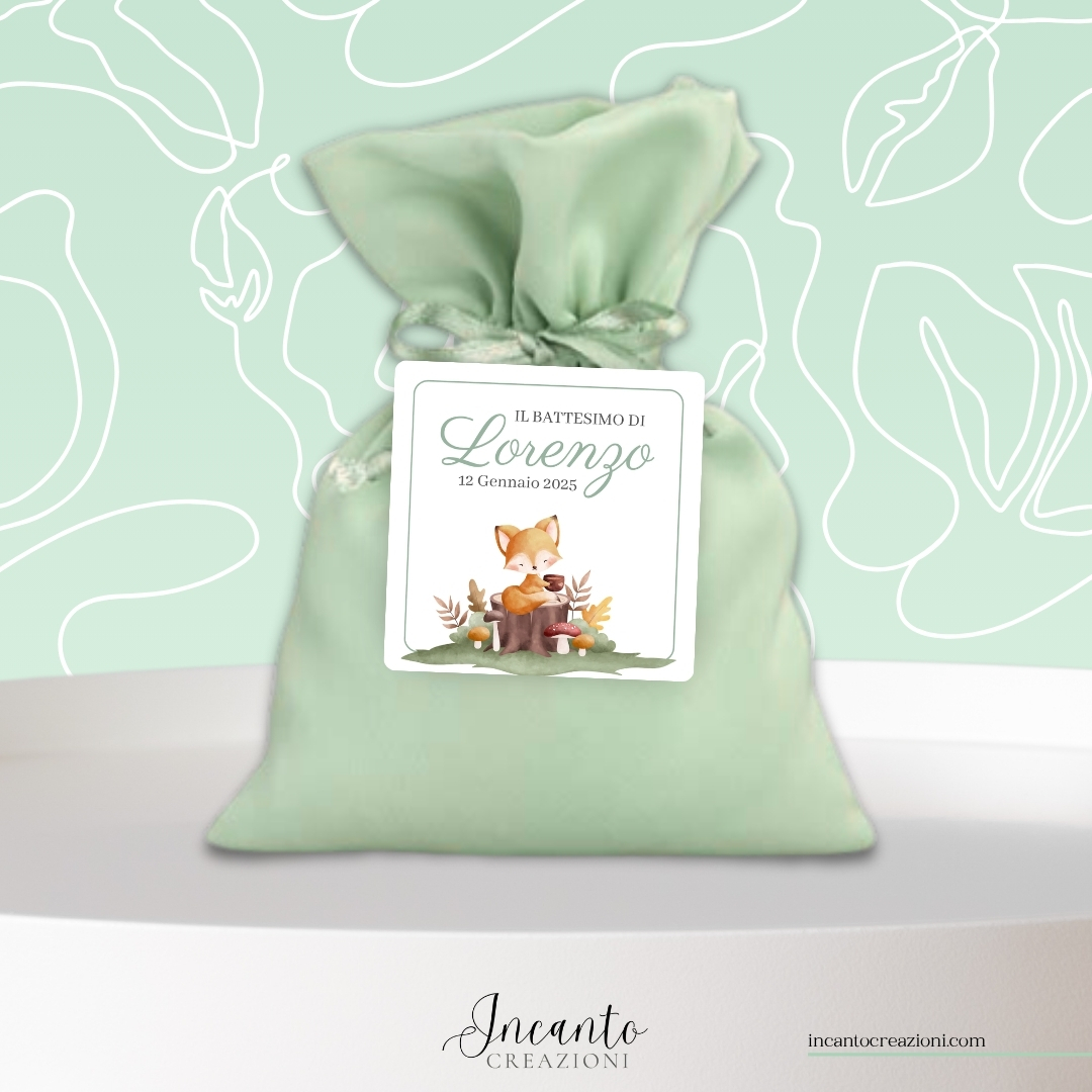 Tag Cartoncino Battesimo Bambino Cerbiatto — immagine 1