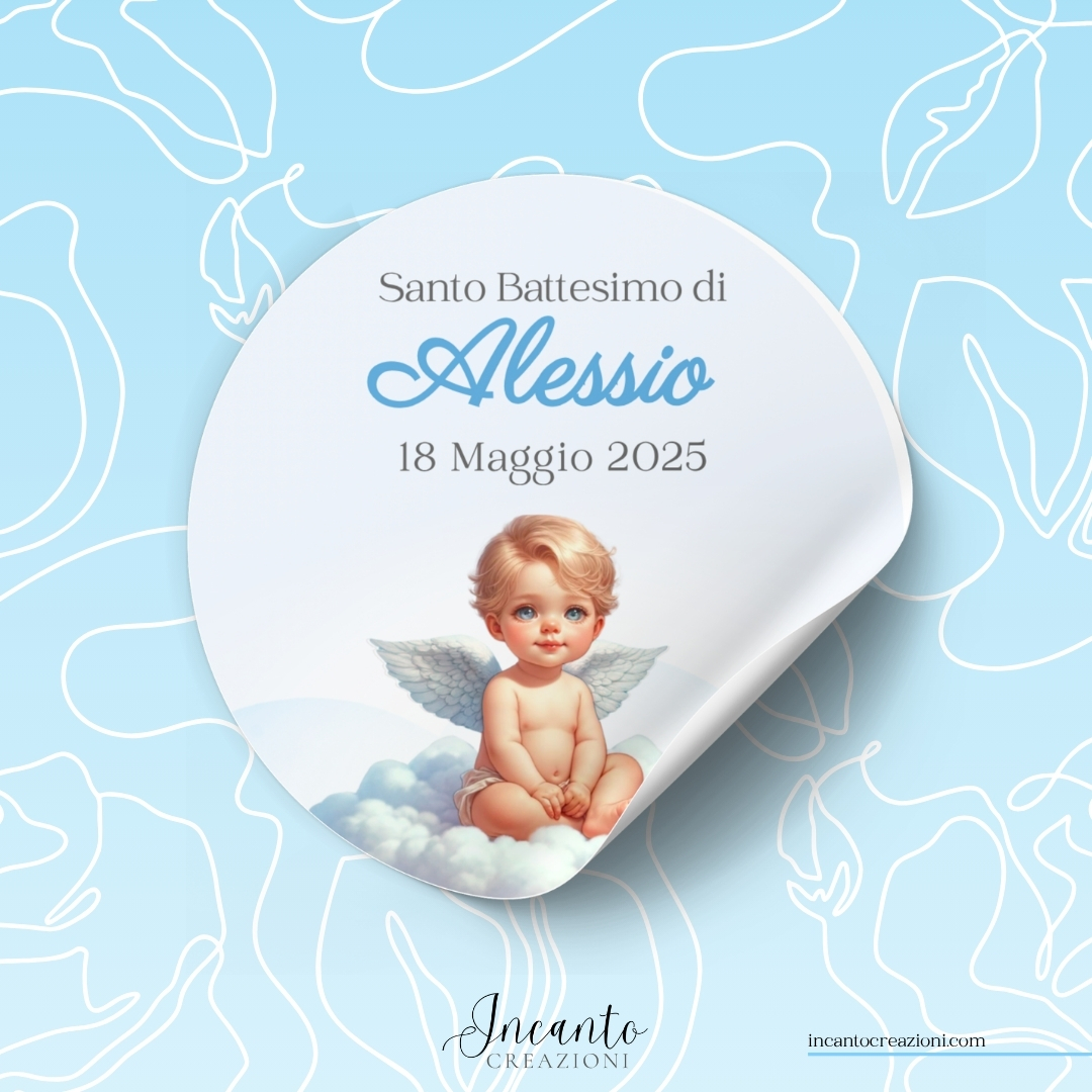 Tag Adesivo Battesimo Bambino Angioletto — immagine 1