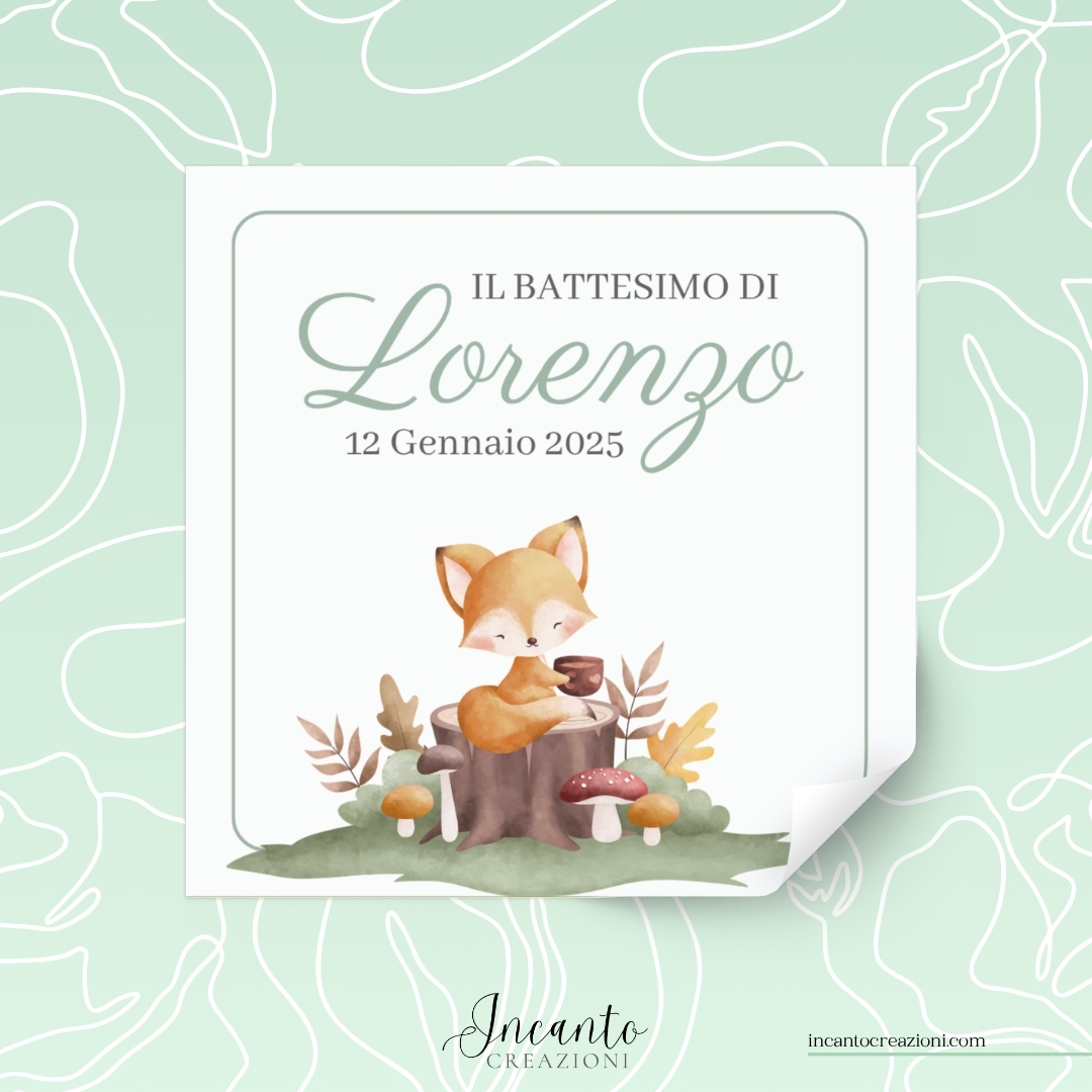 Tag Adesivo Battesimo Bambino Cerbiatto