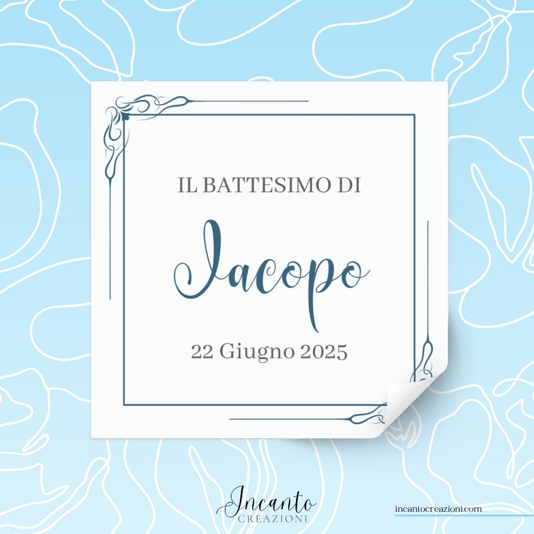 Tag Adesivo Battesimo Bambino Elegante — immagine 1