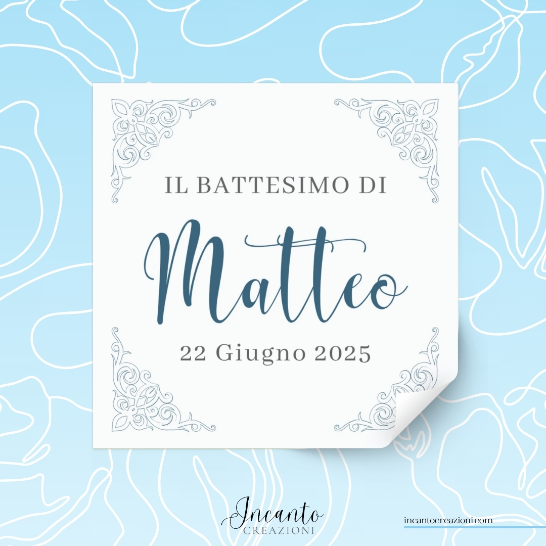 Tag Adesivo Battesimo Bambino Elegante — immagine 1
