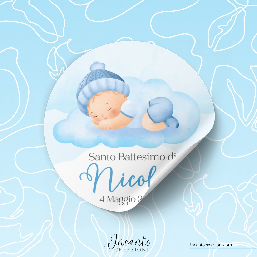 Tag Adesivo Battesimo Bambino Bambino — immagine 1