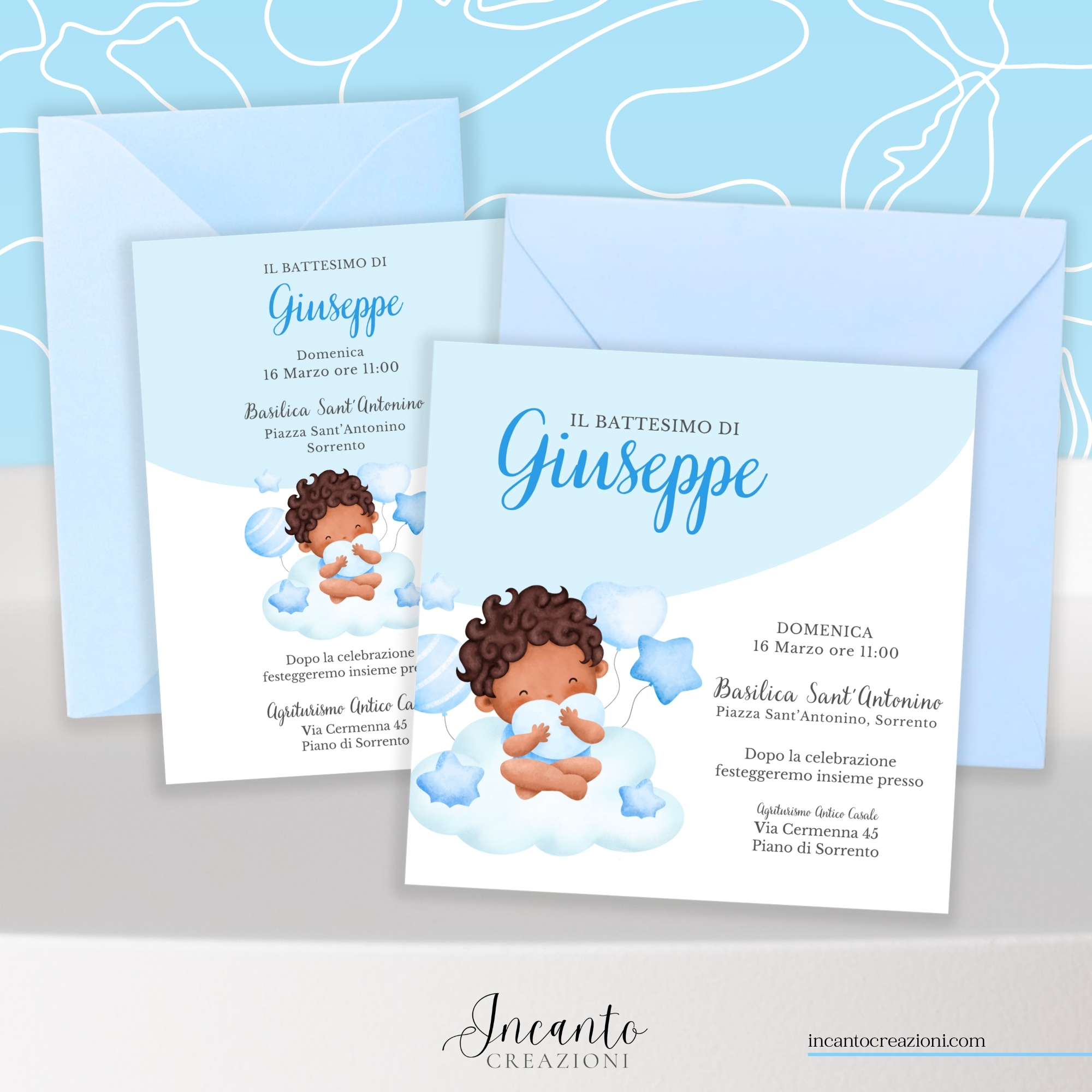 Inviti Cartacei Battesimo Bambino Bambino